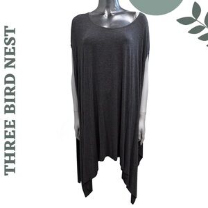 Three Bird Nest Charcoal Grey Asymmetrical Tunic Top OS One Size